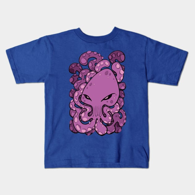 Octopus Squid Kraken Cthulhu Sea Creature - Spring Crocus Pink Kids T-Shirt by BigNoseArt